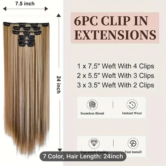 [Clip-In Hair Extensions] Thick Long Straight Clip-In Hair Extensions for Women - Picture 5 of 5